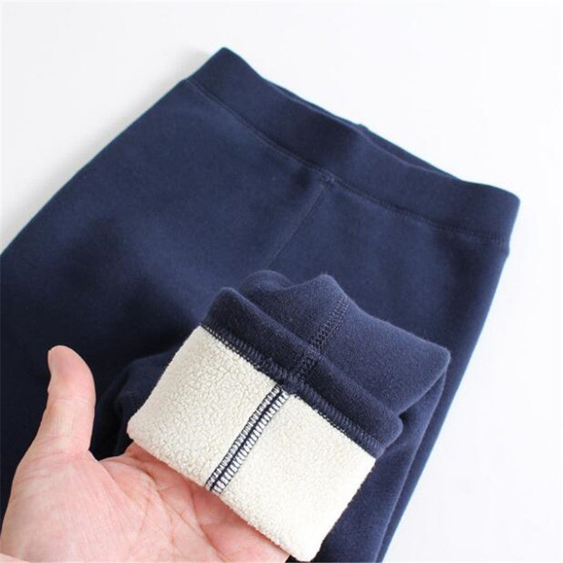 Girls Wool-Lined Thickened Winter Leggings