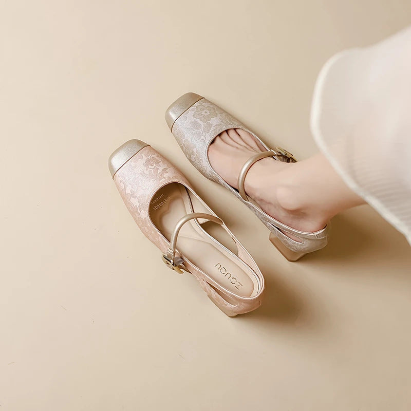 Women's Square Toe Mary Jane Chunky Heels – Soft Sole Buckle Strap