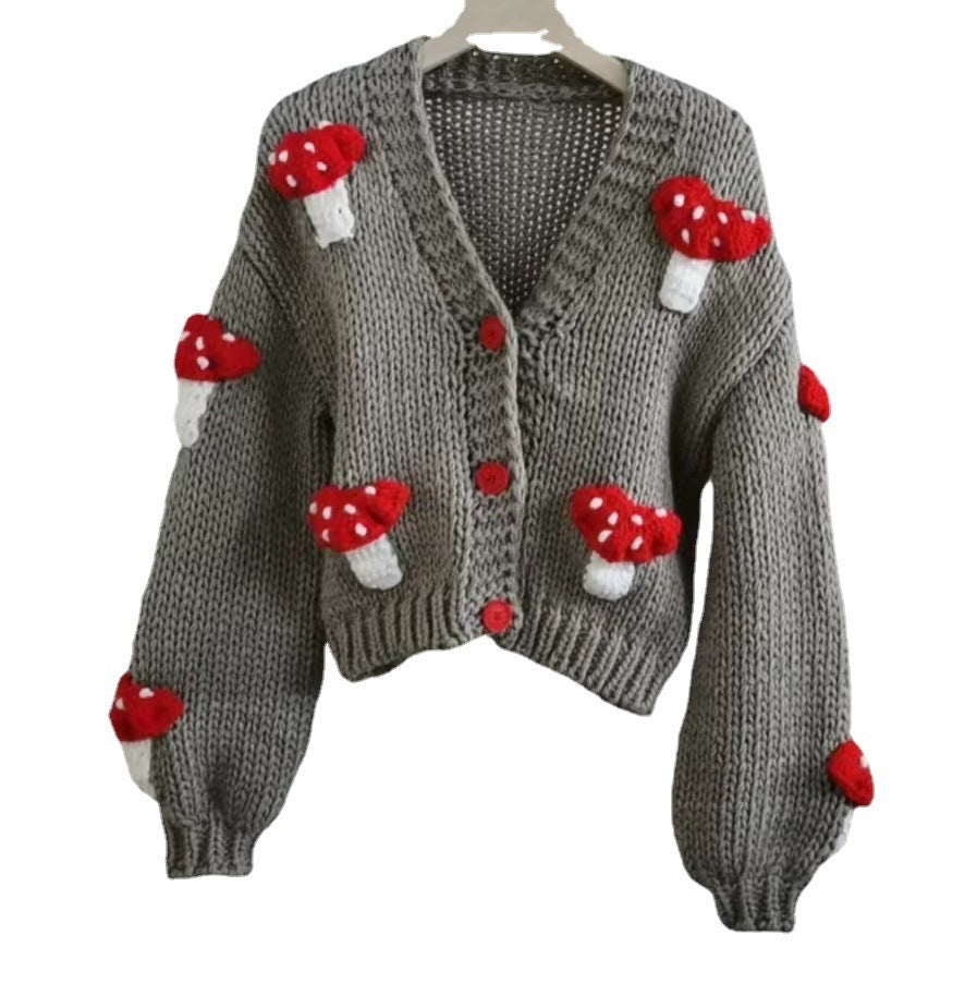 Women’s Mushroom Crochet Short Cardigan