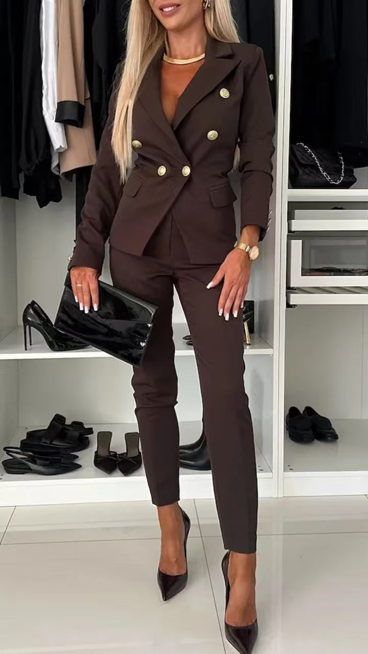 Lapel Button-Down Jacket & Slim-Fit Trousers Suit – 15 Colors XS–XXL