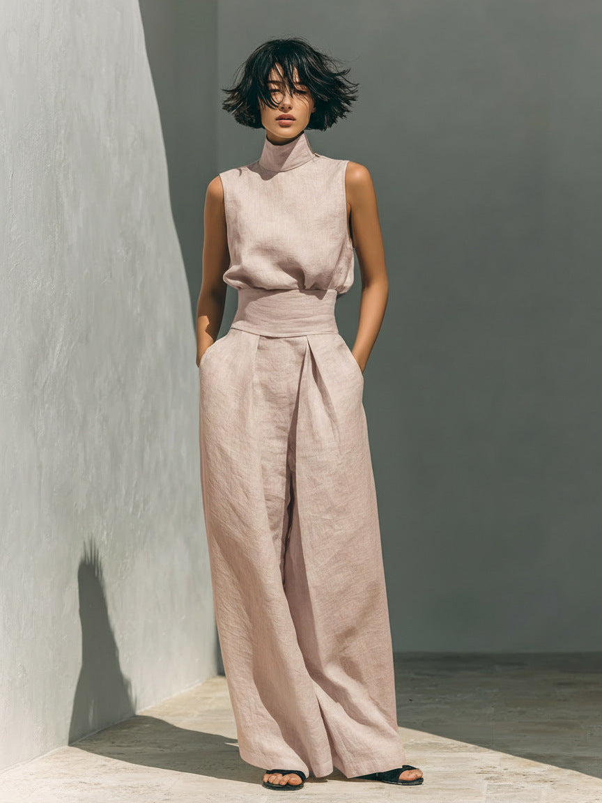 Women’s Two-Piece Set – Sleeveless Top & Wide-Leg Pants
