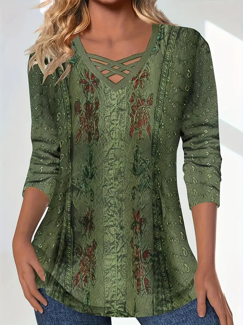 Women’s Lace Heart Print T-Shirt – Summer Short Sleeve Casual Top