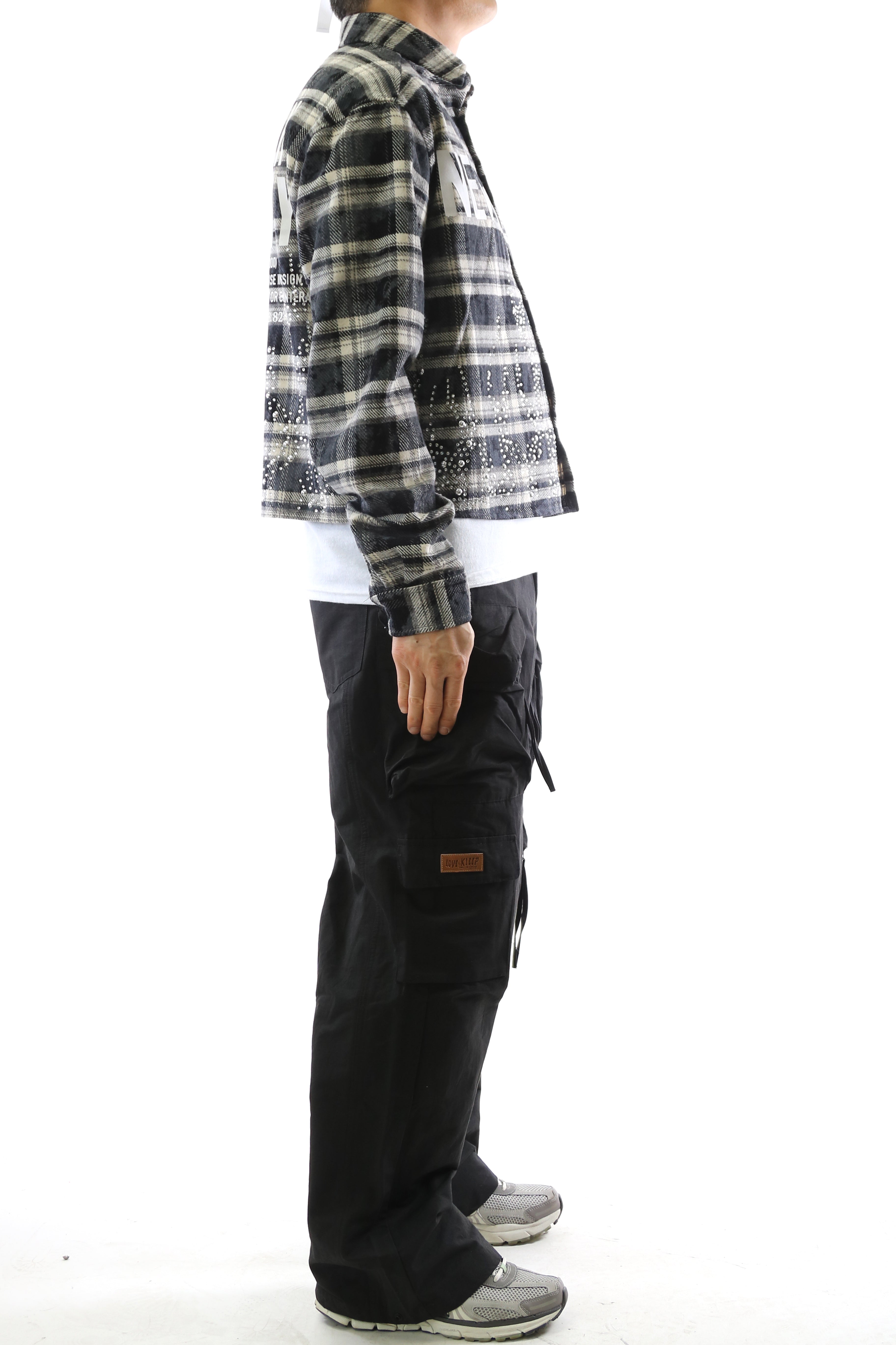 STATIC Heavy Flannel Crop Top Button Down Shirt