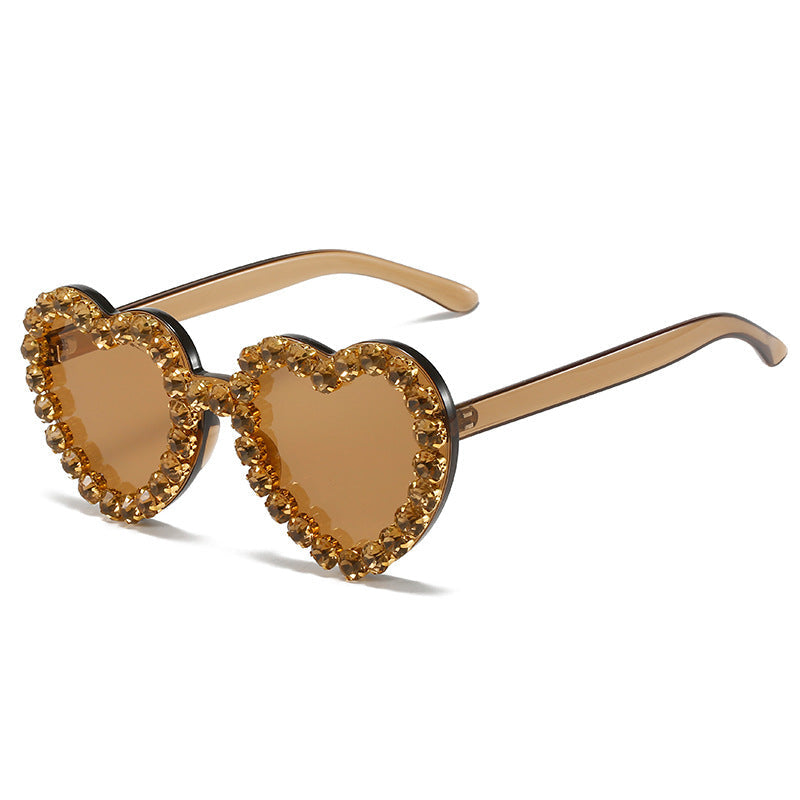 Peach Heart Rhinestone Sunglasses – Y2K INS Style