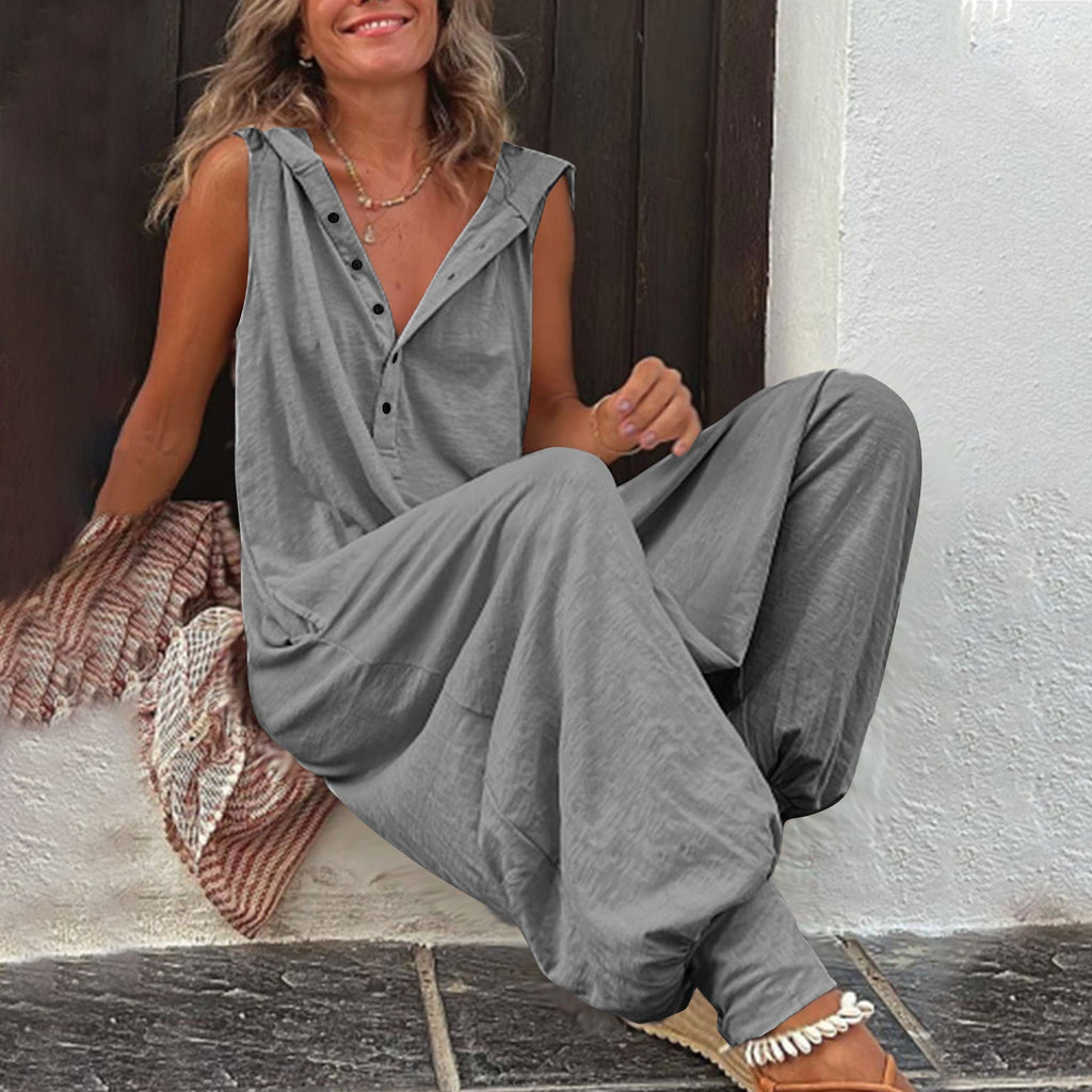 Women’s Sleeveless Hooded Relaxed Fit Jumpsuit