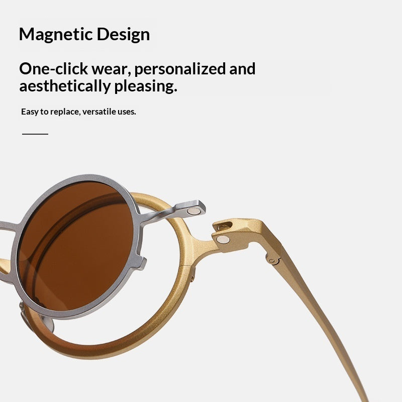 Pure Titanium Small Round Sunglasses – Retro Luxury Shades