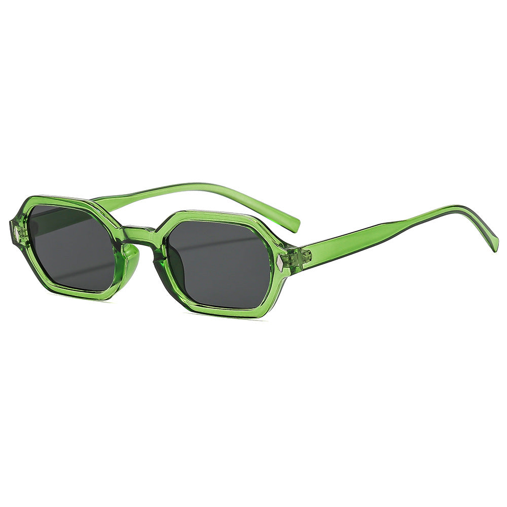 Polygonal Small-Frame Sunglasses – Hexagonal Unisex UV Protection