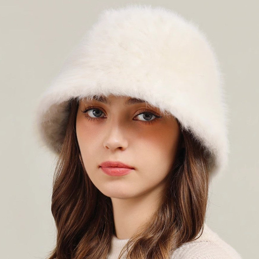 Women’s Real Rabbit Plush Hat – Big Head Circumference Warm Winter Hat