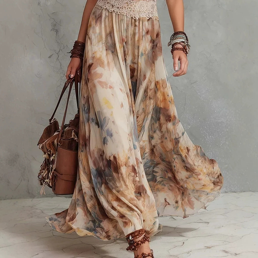 Women's Strapless Backless Floral Maxi Dress | French Vintage Fairy Skirt Beach Dress