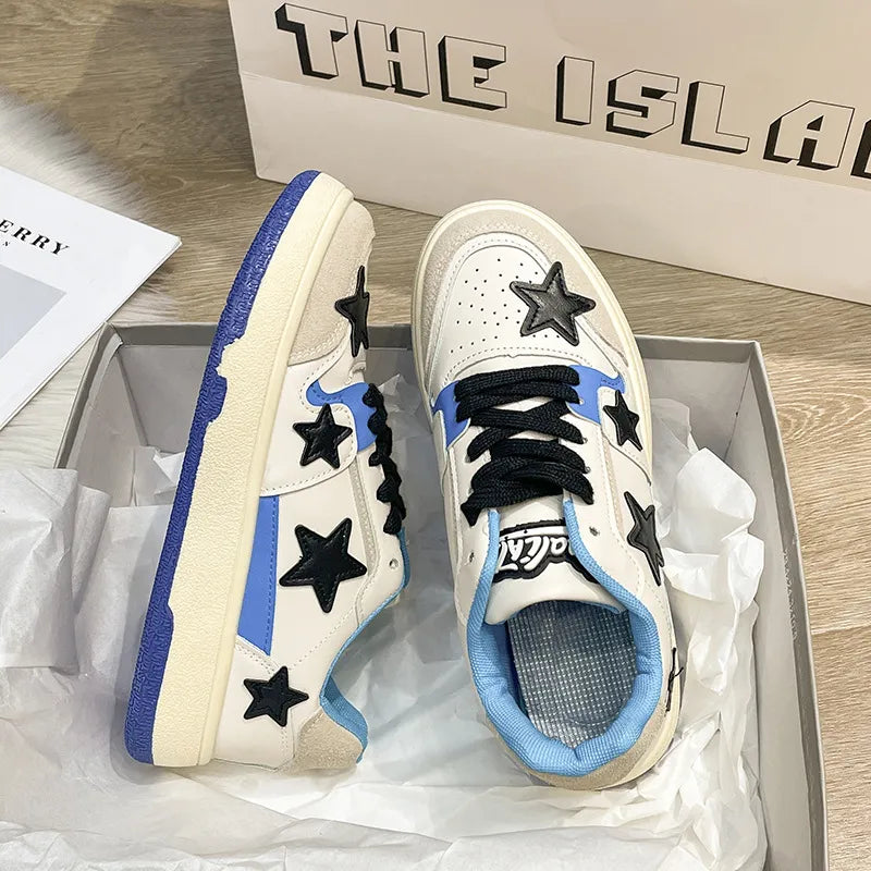 Contrast Star Round Toe Athletic Sneakers – Pastel Flat Shoes