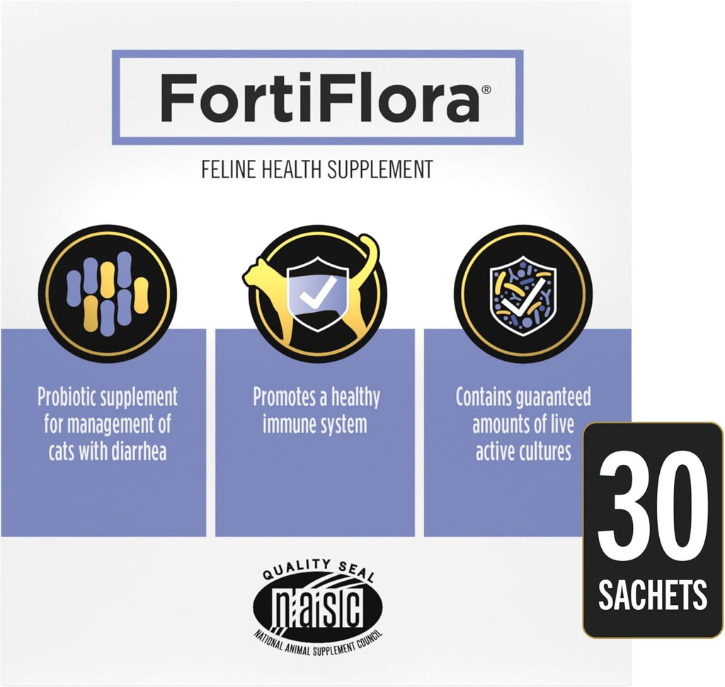 Purina Pro Plan FortiFlora Cat Probiotic – 30 Sachets for Digestive Support