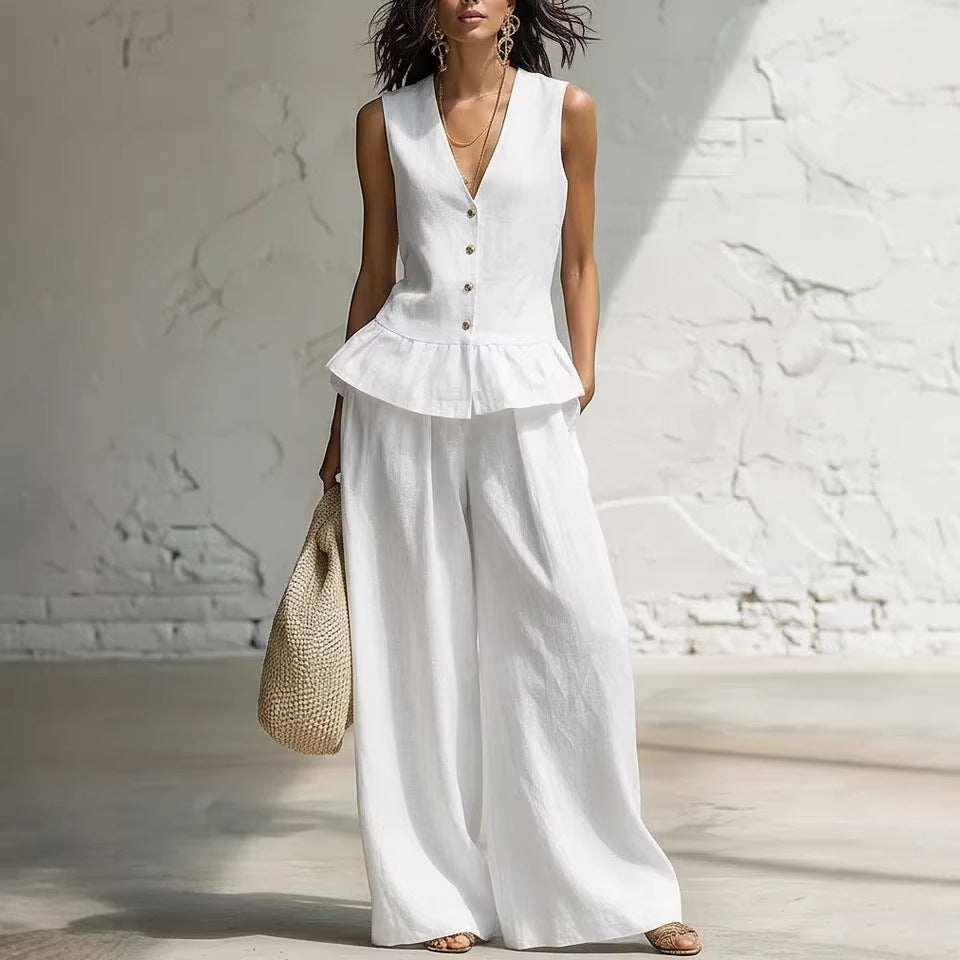 Women's Bohemian Ruffled Sleeveless Tank & Pants Set