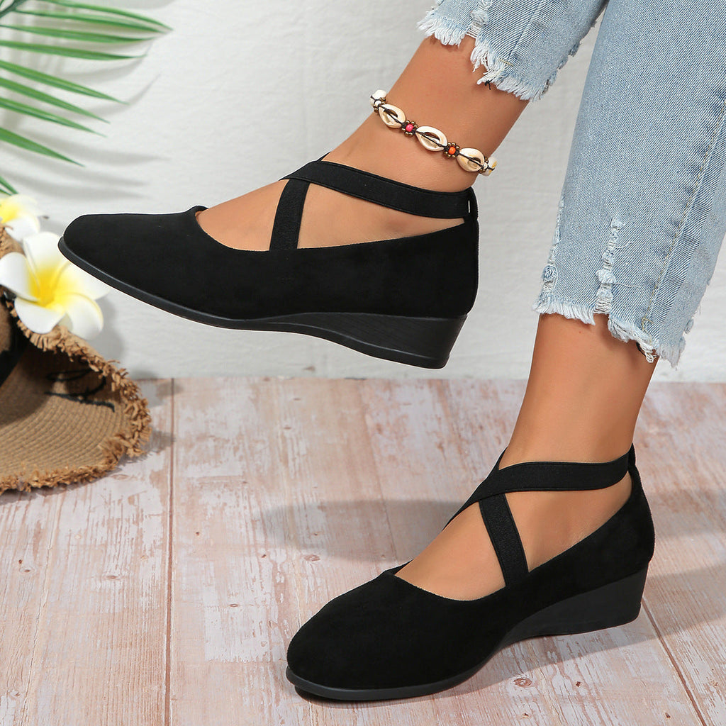 Elastic Band Platform Wedge Pumps – 6 Colors EU 35–43