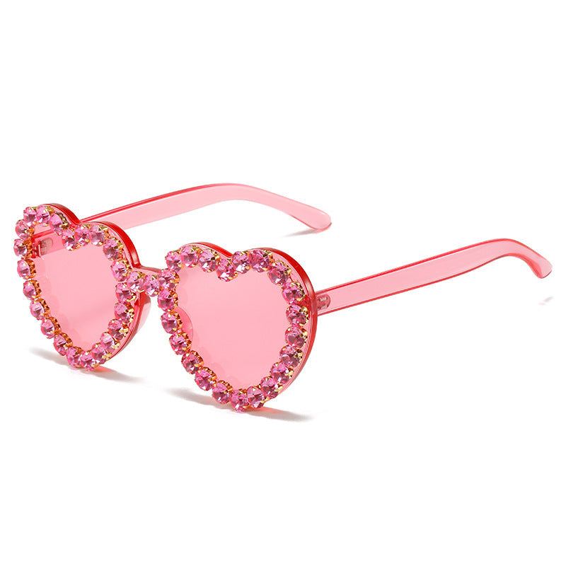 Peach Heart Rhinestone Sunglasses – Y2K INS Style