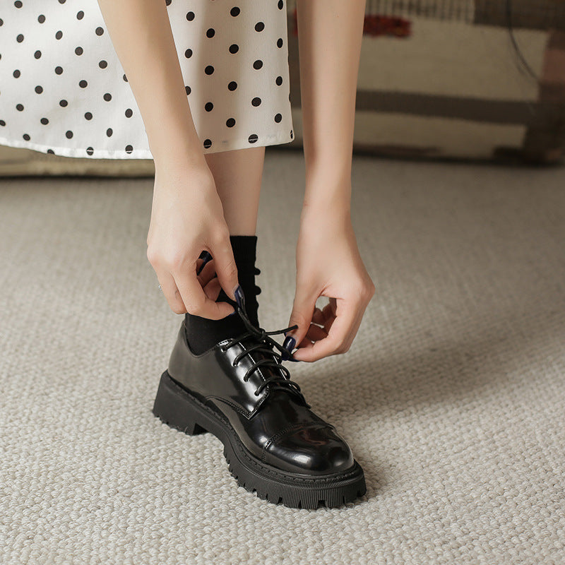 Women’s Solid-Color Retro Slip-On Platform Shoes