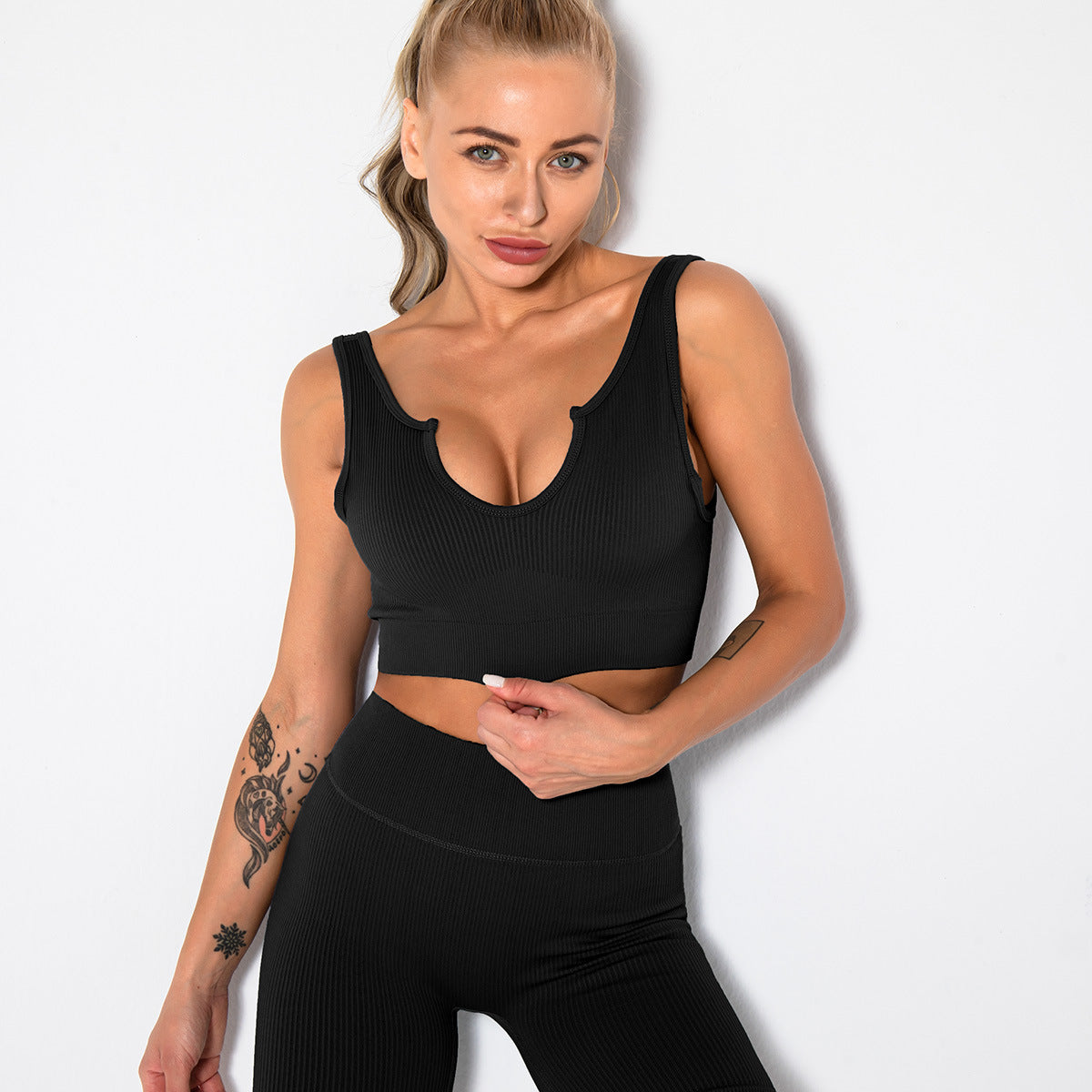 Seamless Ribbed Built Bra Tank Top – Women's Longline Workout Crop Top