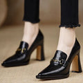 Women's Retro Chunky Heel Pointed Toe Pumps – Slip-On Office Heels