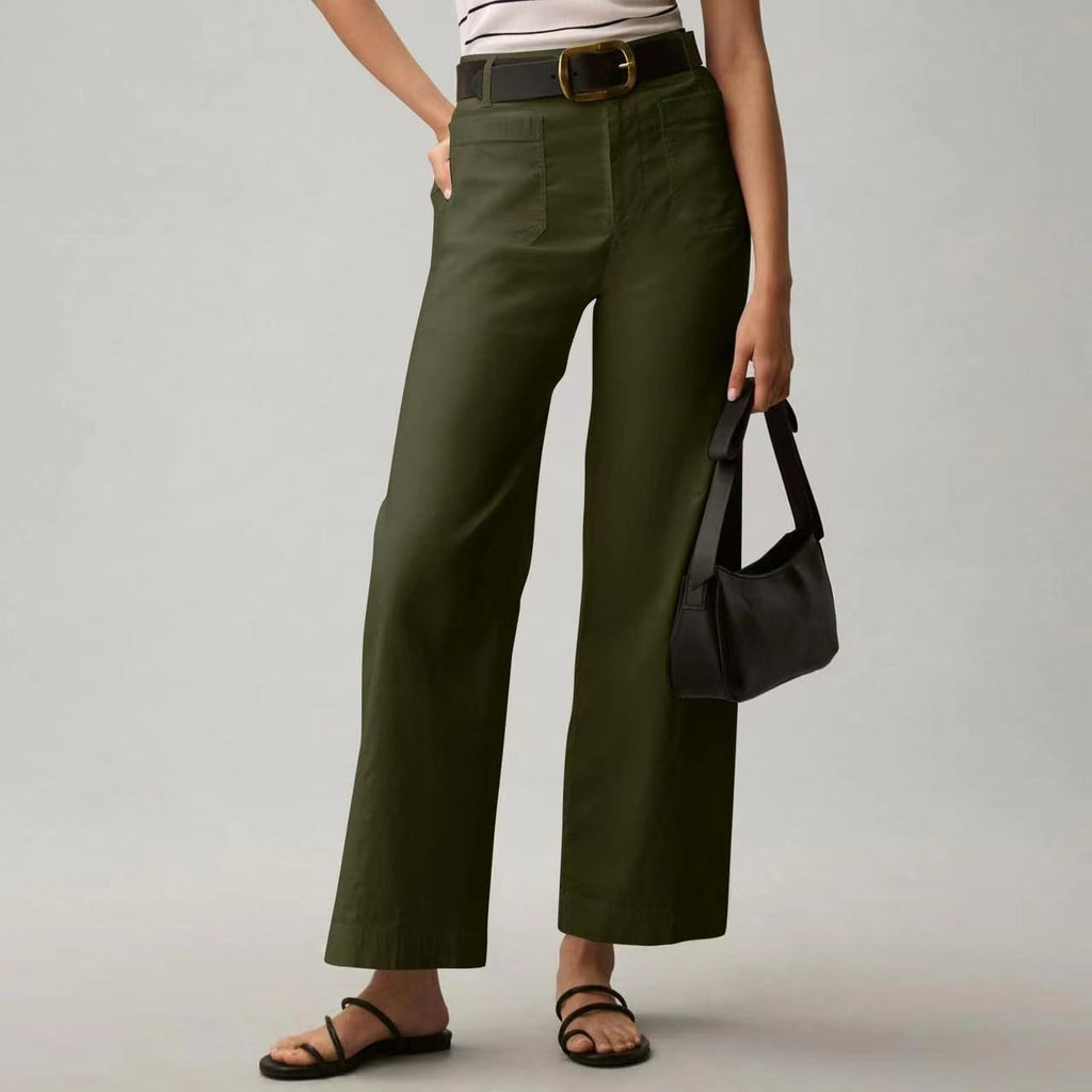 Plus Size High Waisted Slimming Solid Color Suit Pants