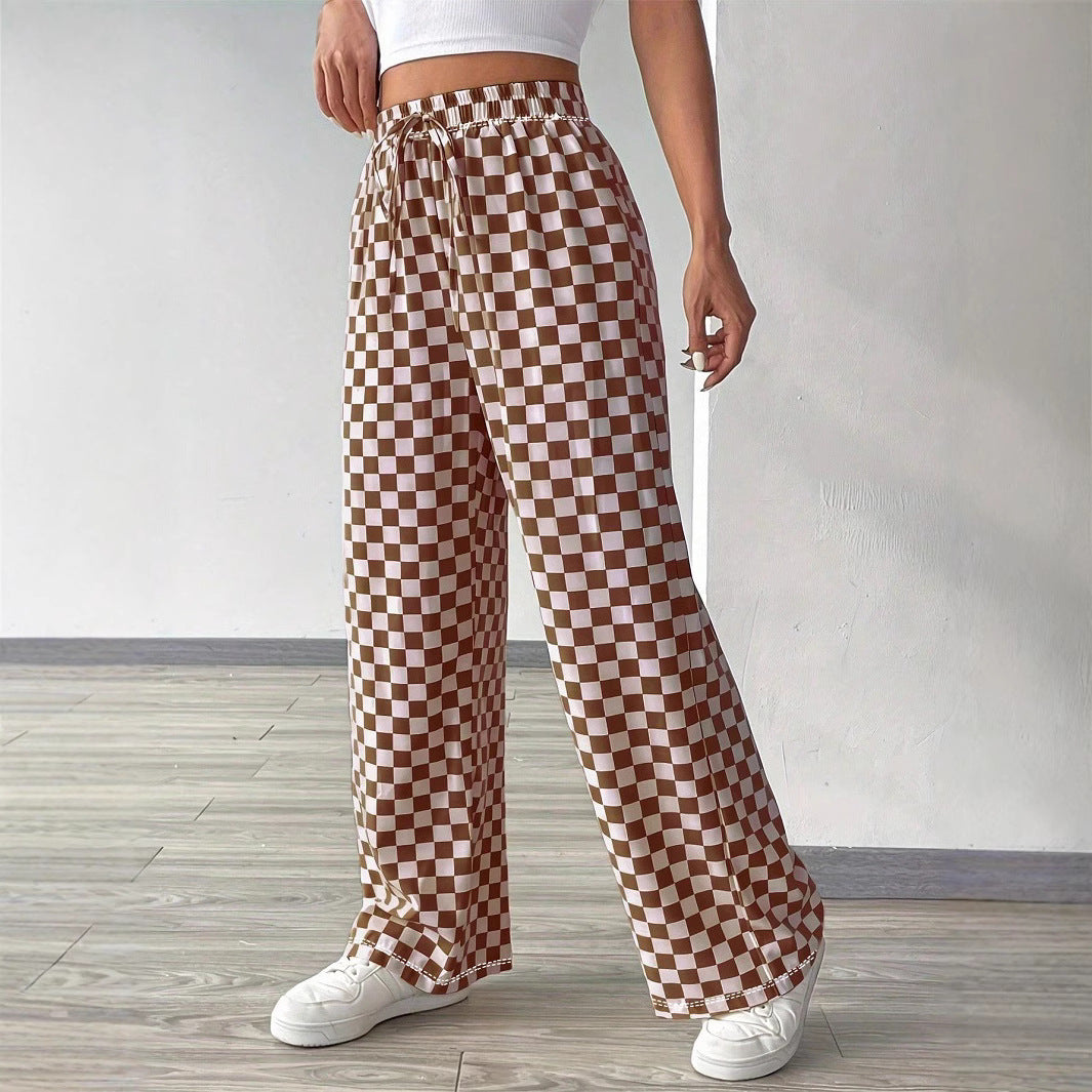 Checkerboard High-Waisted Wide-Leg Pants | 4 Colors S–XL
