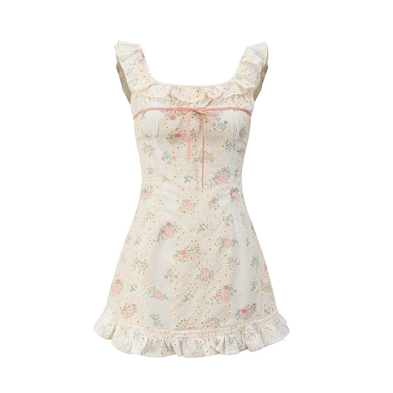 Women’s Sleeveless Floral Suspender Skirt