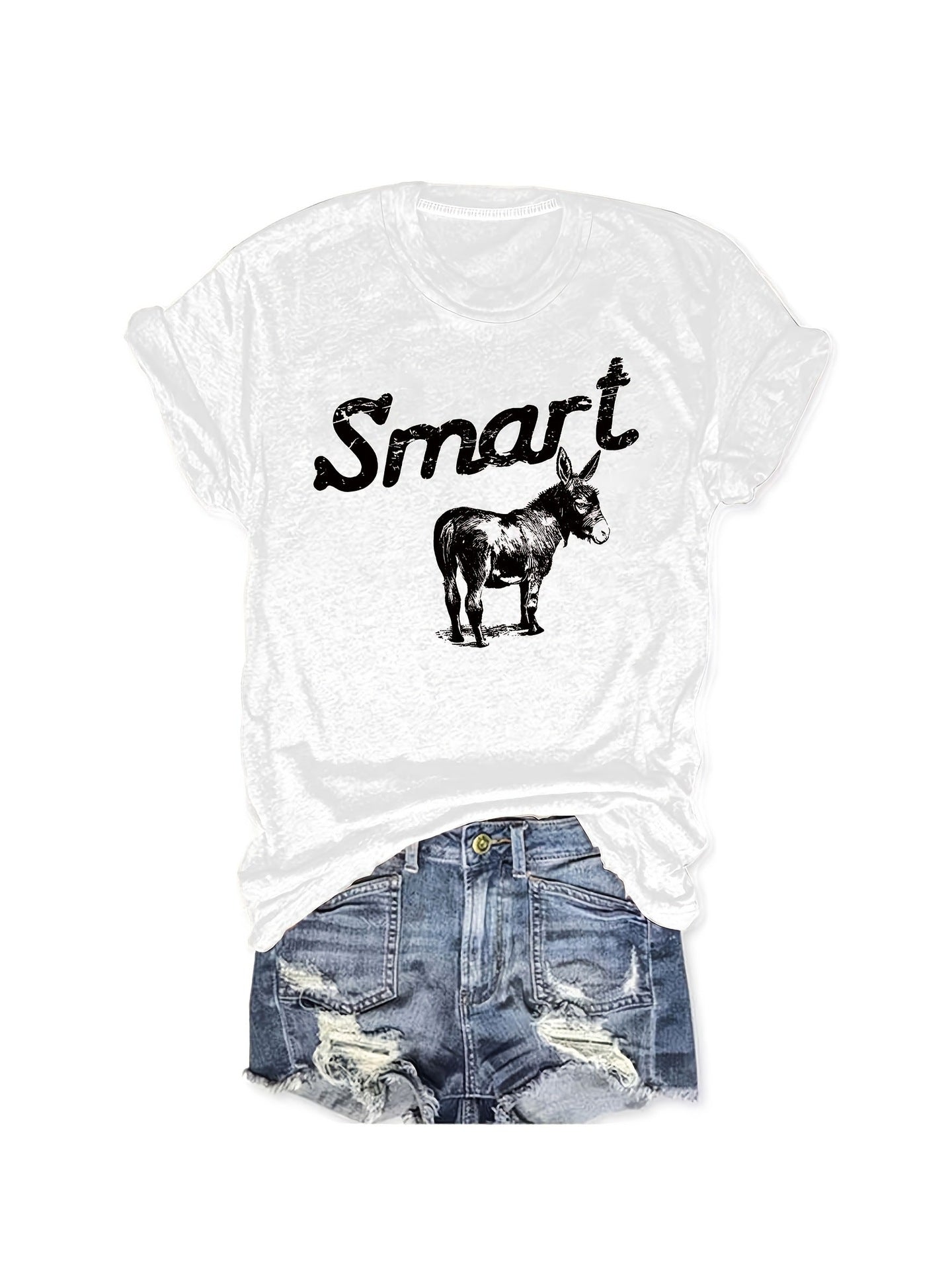 Women's Round Neck Short Sleeve T-Shirt - Casual Summer Top