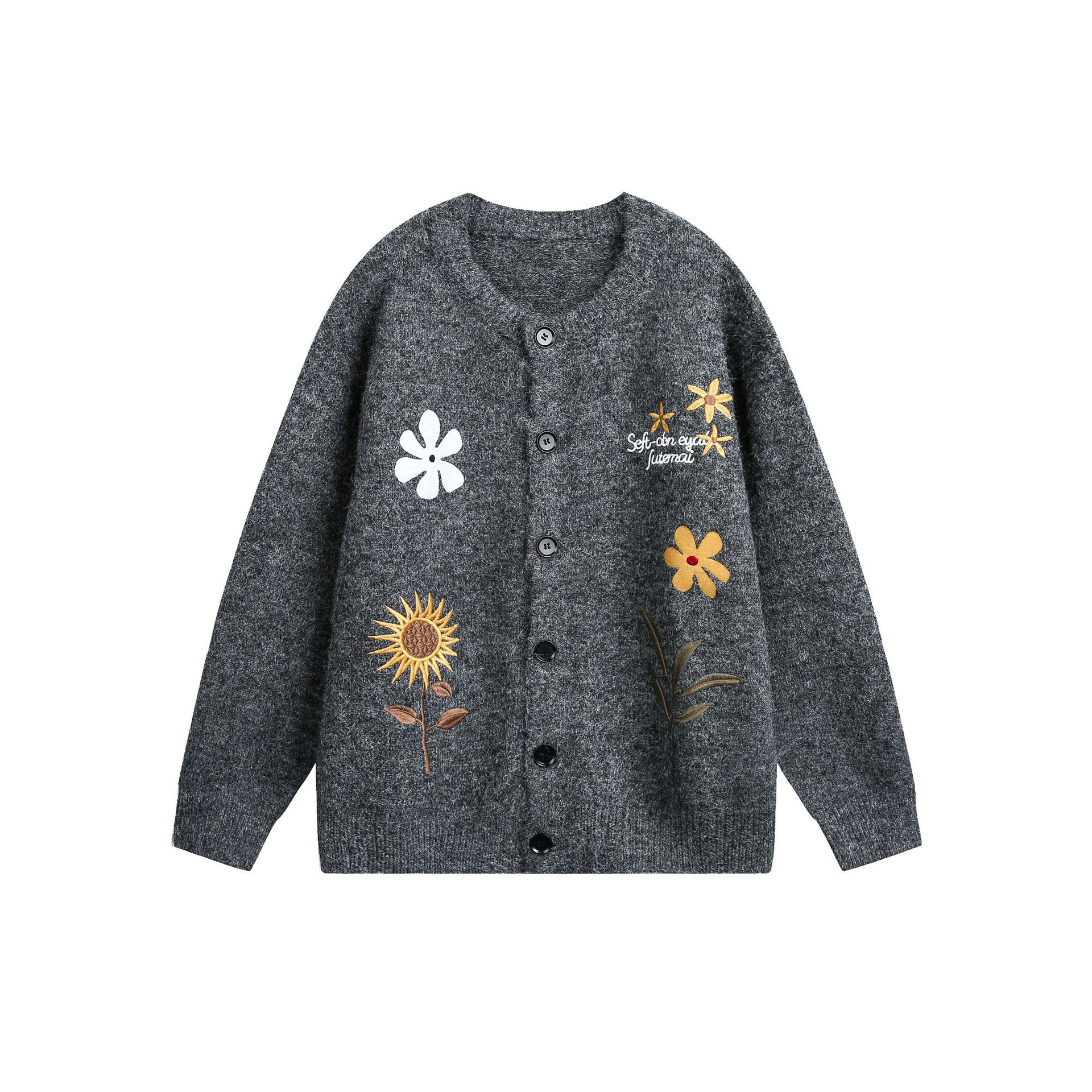 Women’s Retro Floral Embroidered Cardigan Sweater