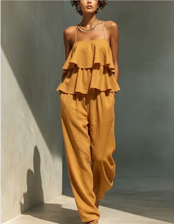 Women's Sleeveless Camisole Top & Casual Pants Set