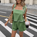 Women's Tie-Up Tube Top & Elastic Waist Shorts Set – 3 Colors XS–L