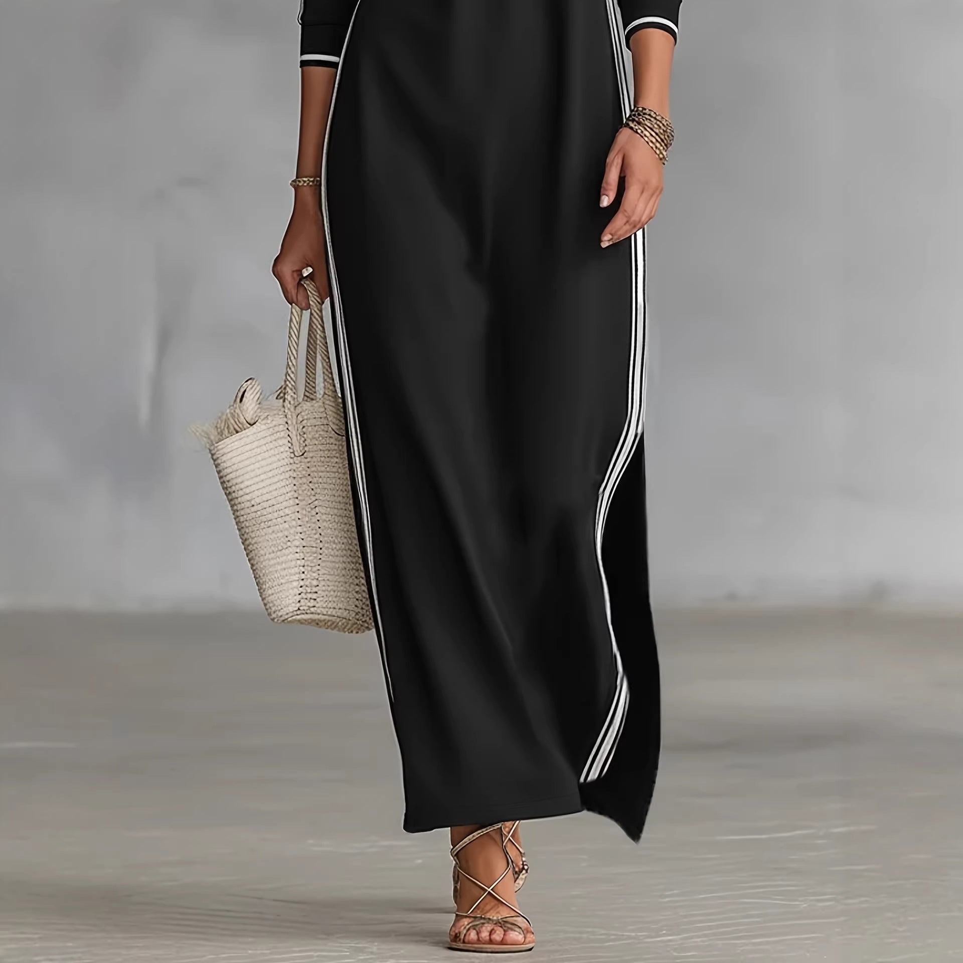 Long Sleeve Hoodie Maxi Dress for Women – Casual Cotton Blend Long Skirt Dress