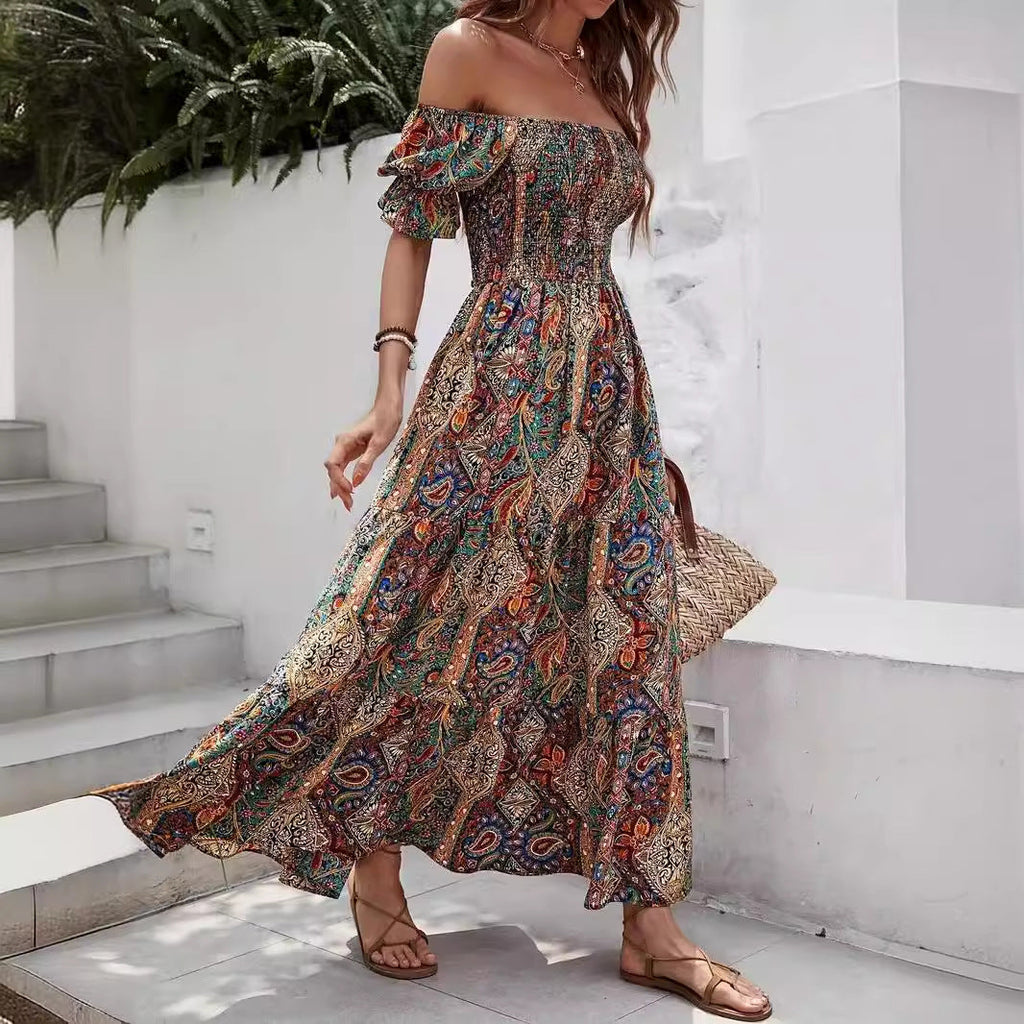 Women’s Paisley One‑Shoulder Maxi Dress