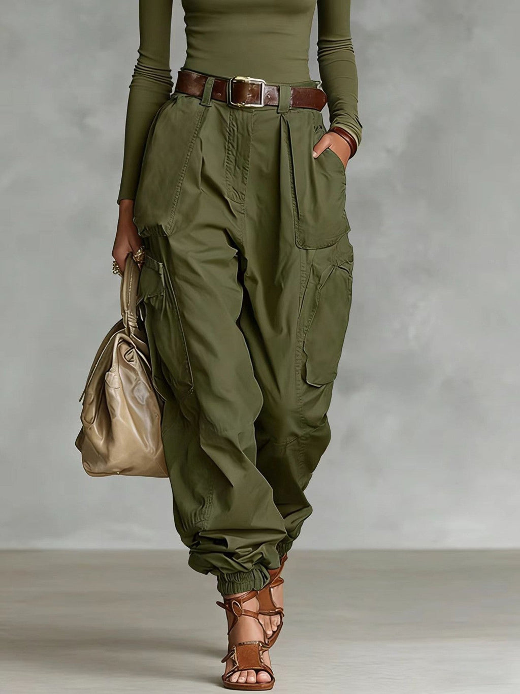 Women’s High-Waist Loose Fit Wide-Leg Casual Trousers