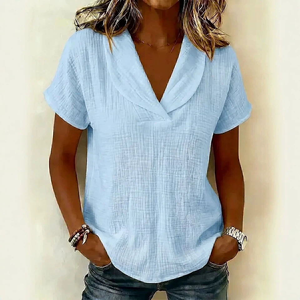 Women's Knitted Short-Sleeve Butterfly Collar Top