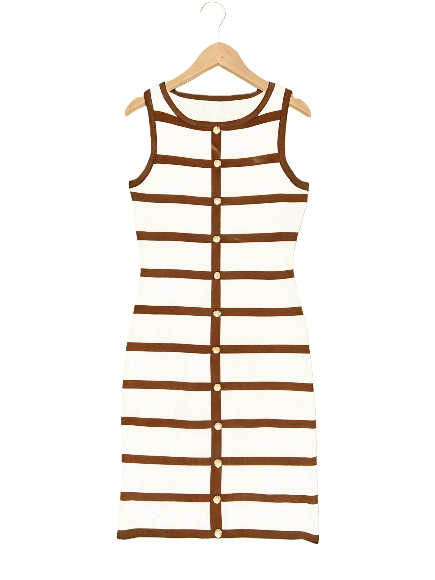 Contrast Stripe Knit Sleeveless Midi Dress – 5 Colors, S–L
