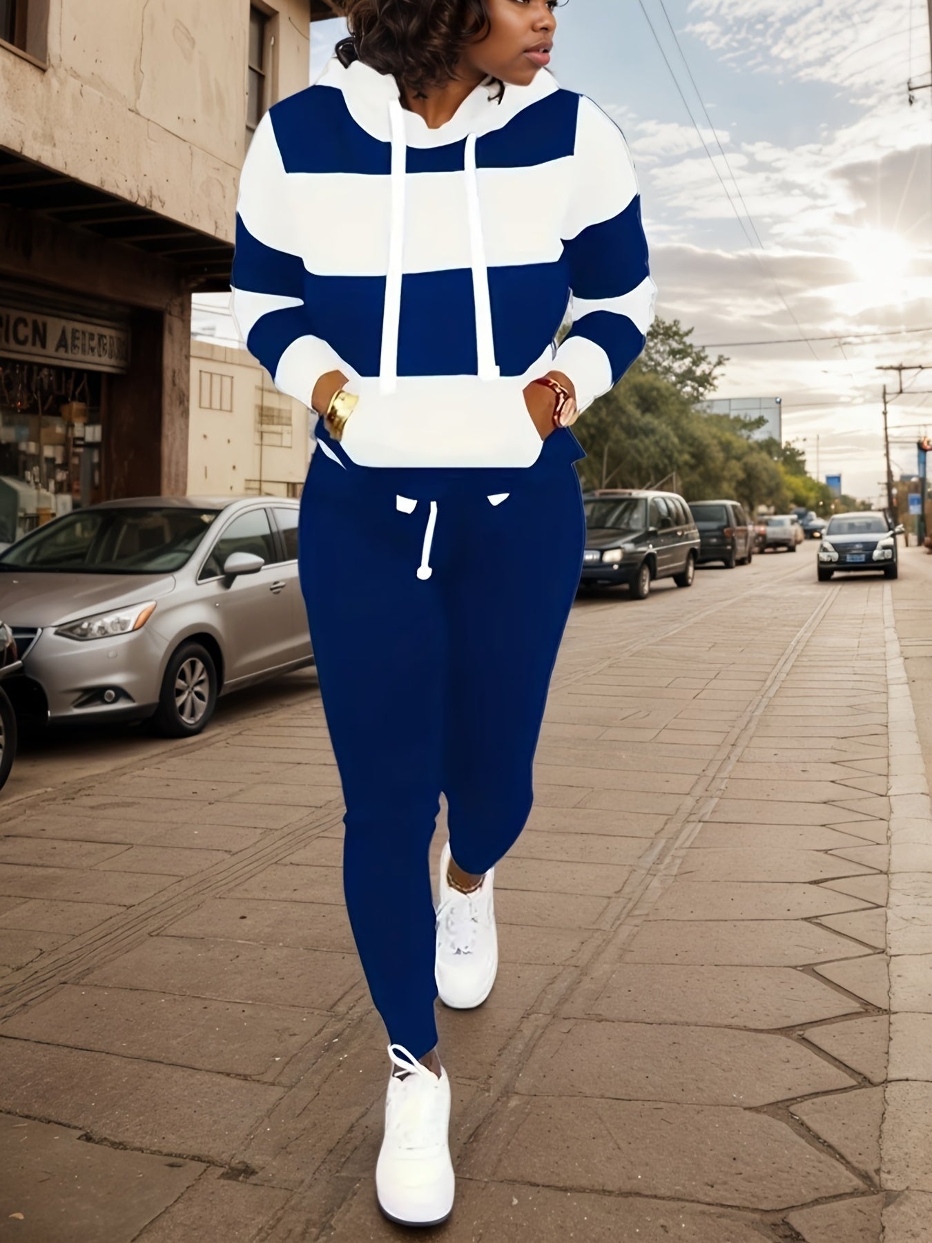 Women’s Two Piece Sportswear Set – Casual Sweatshirt and Pants Outfit