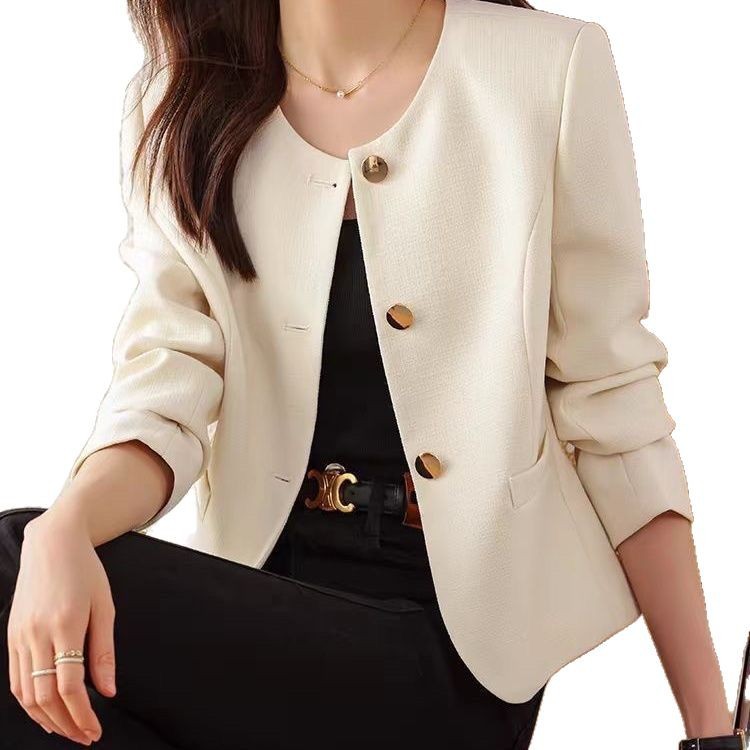 Women’s Cropped Crew Neck Jacket – Casual Lightweight Outerwear