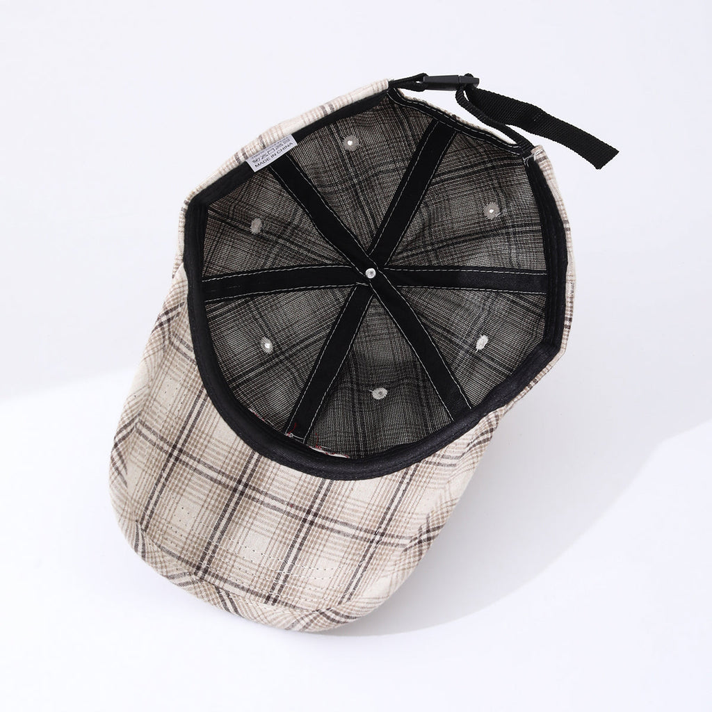 Women's Striped Checkered Embroidered Baseball Cap – 4 Colors