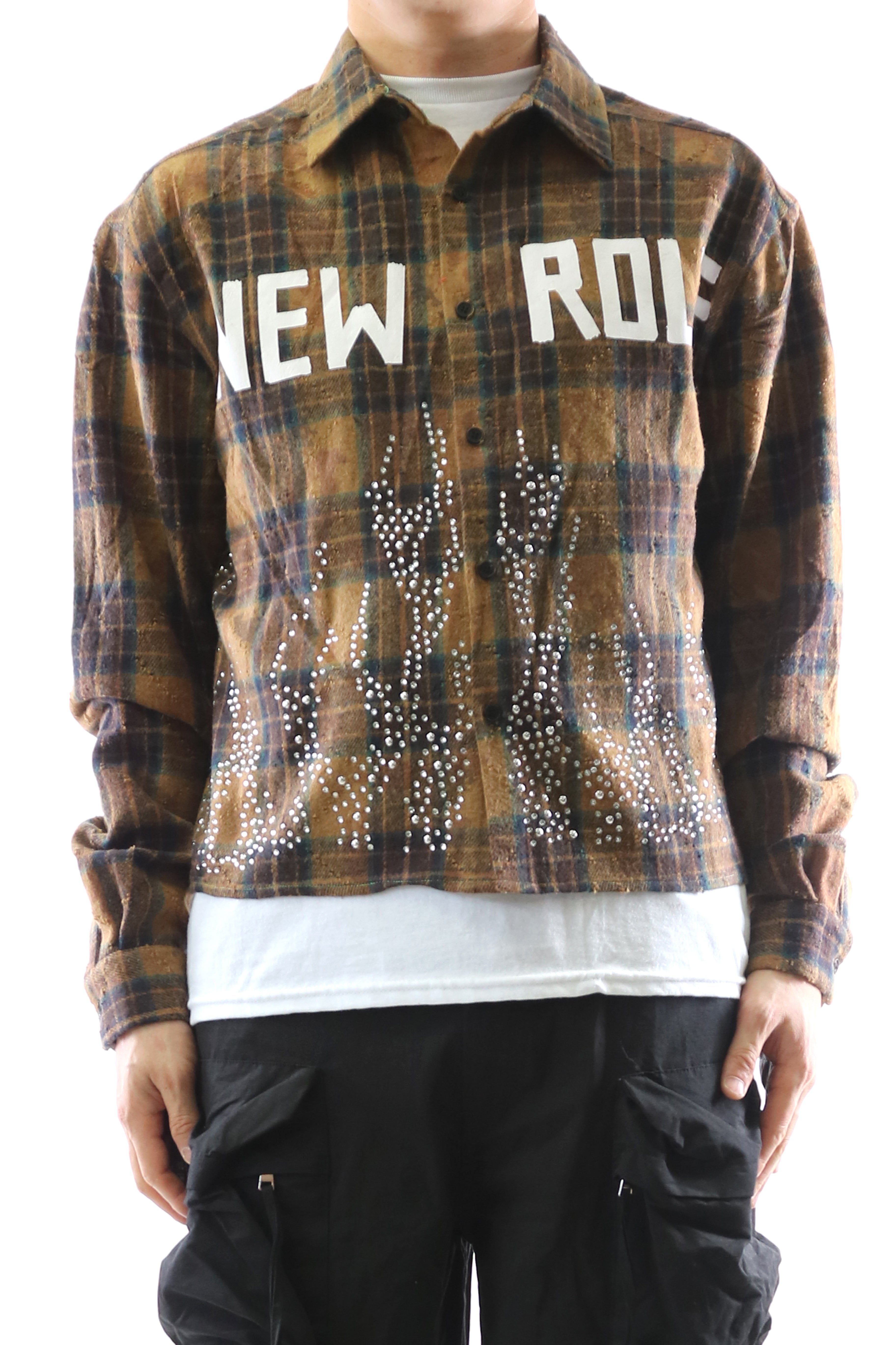 KLEEPSTONE Heavy Flannel Crop Top Button Down Shirt