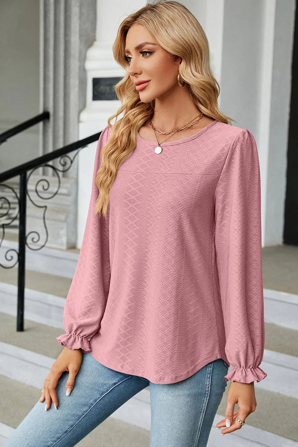 🌸 Round Neck Flounce Sleeve T-Shirt