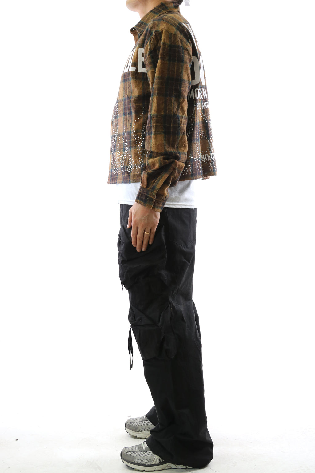 KLEEPSTONE Heavy Flannel Crop Top Button Down Shirt