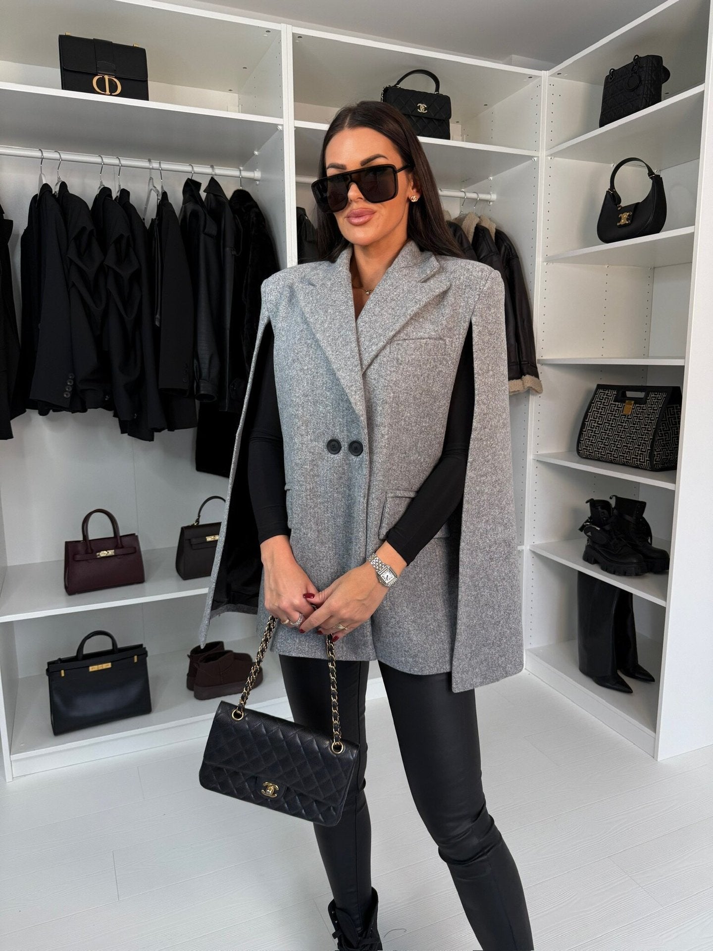Women’s Solid Color Shawl Coat – Loose Wrap Outerwear