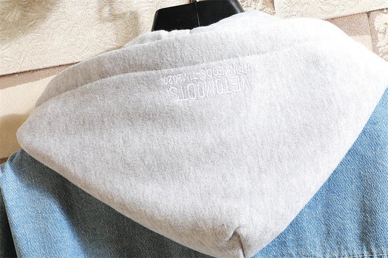 Women's Oversized Washed Denim Jacket – Hooded Loose Korean Style