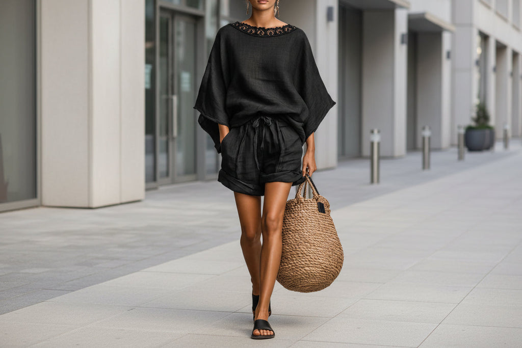 Women’s Solid Color T-Shirt and Shorts Set