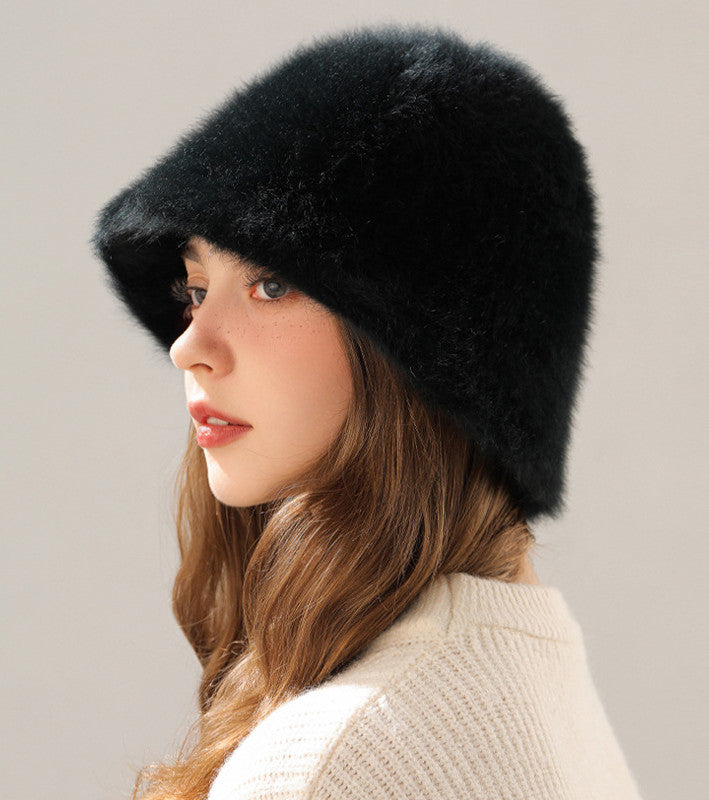 Women’s Real Rabbit Plush Hat – Big Head Circumference Warm Winter Hat