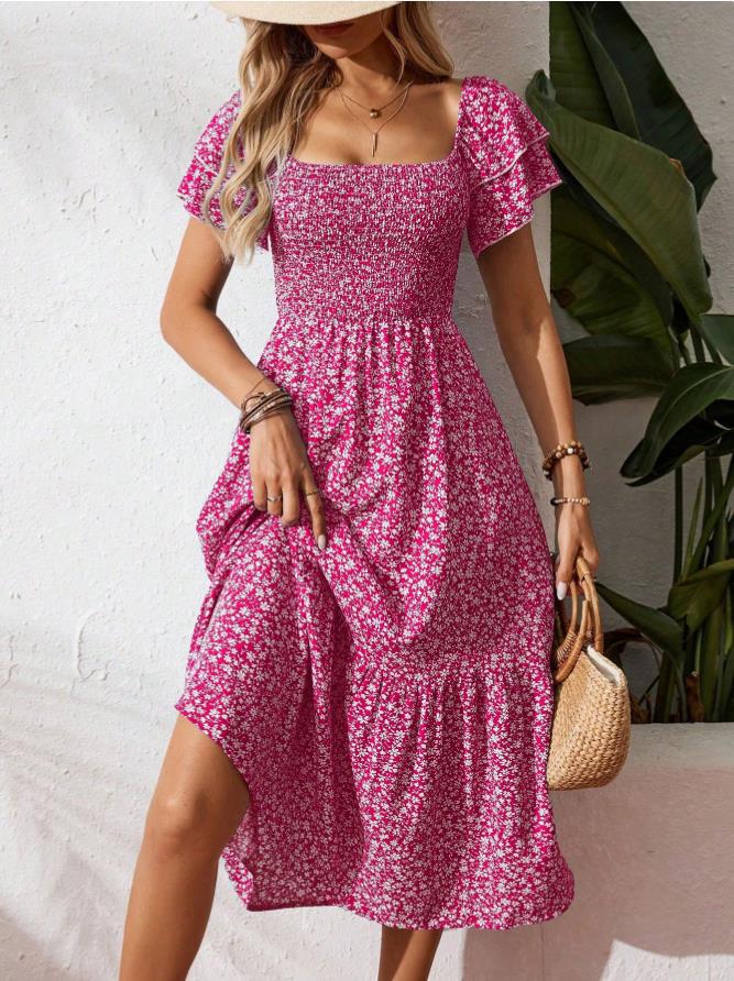Plus Size Backless Midi Dress – Elegant Pleated Summer Party Dress
