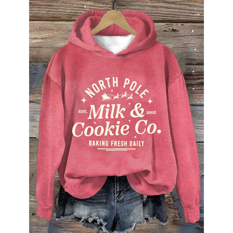 Women’s Printed Hooded Long Sleeve Pullover Sweatshirt