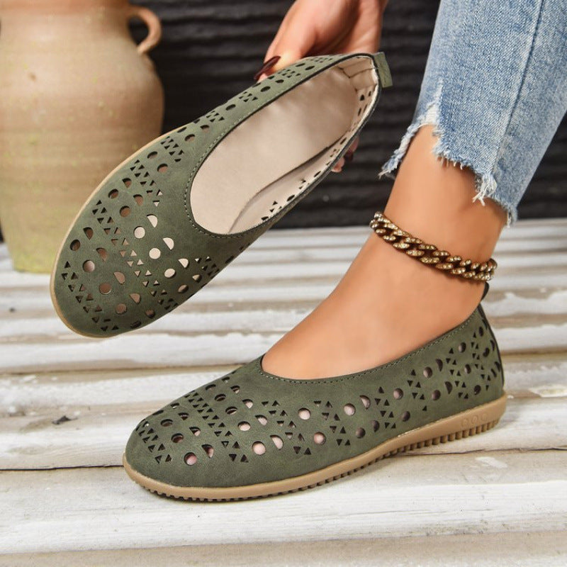 Women's Chunky Heel Wedge Pumps – Wide Size Full-Grain Leather