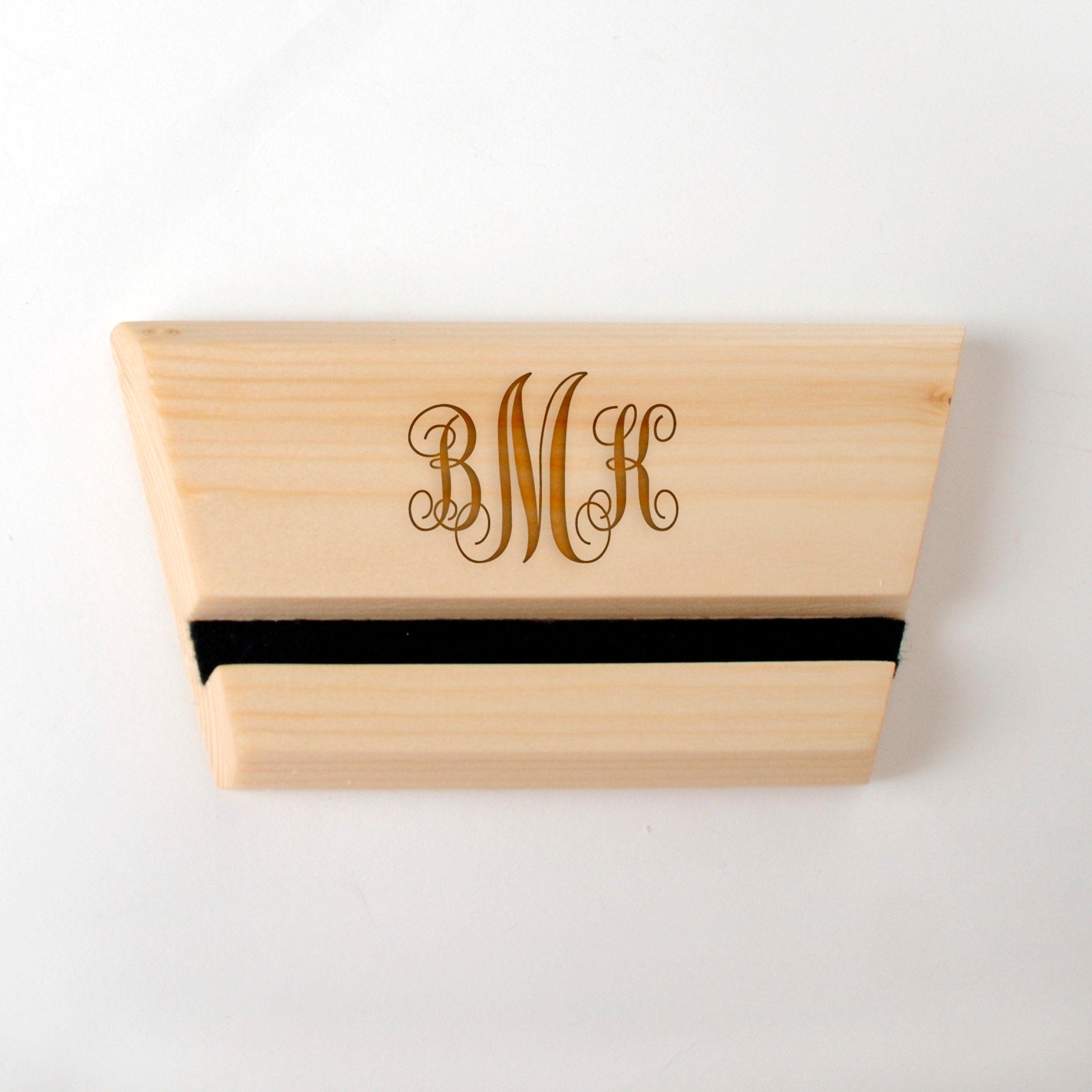 Wood iPad Stand - Custom Monogram Engraved Tablet Holder & Charging Station Dock