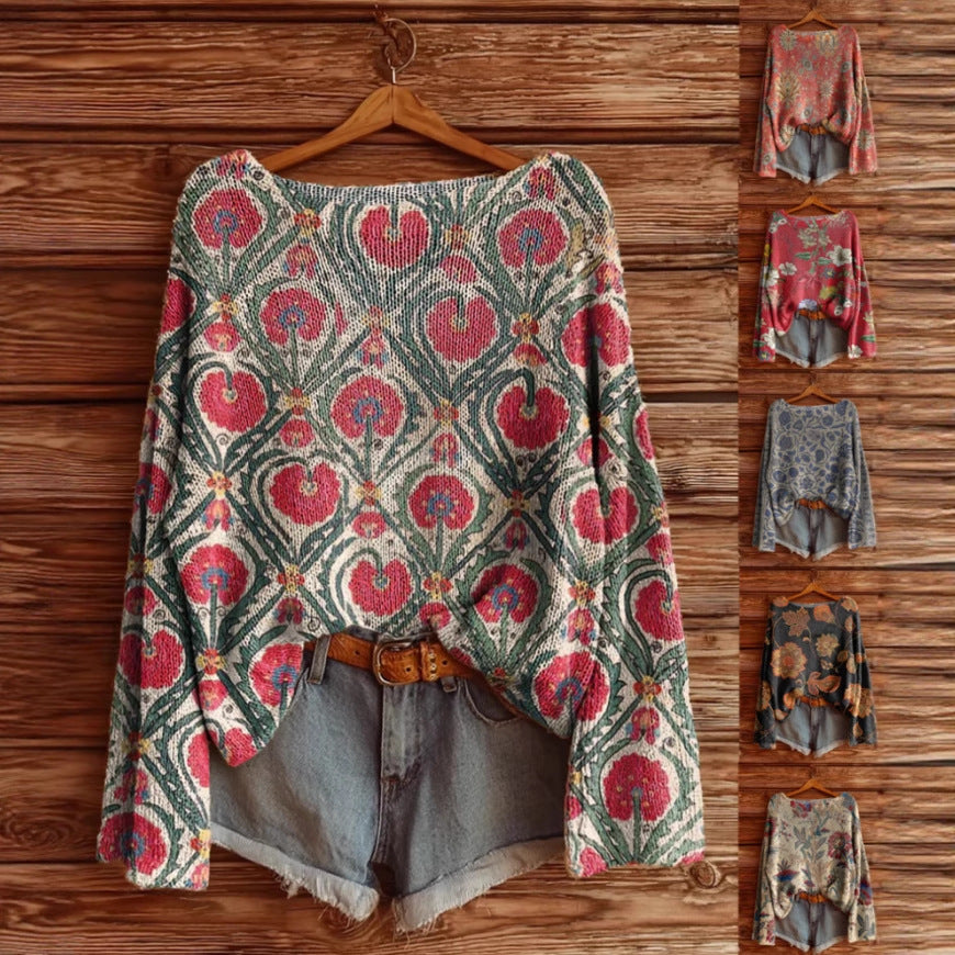 Women’s Fall Wildflower Print Long Sleeve T-Shirt