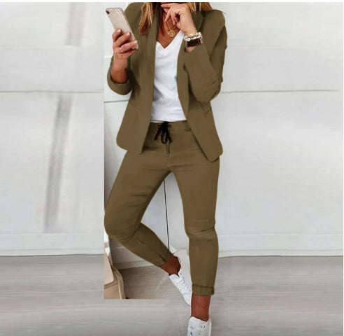 Lapel Blazer & Drawstring Trousers OL Suit – 12 Colors XS–3XL