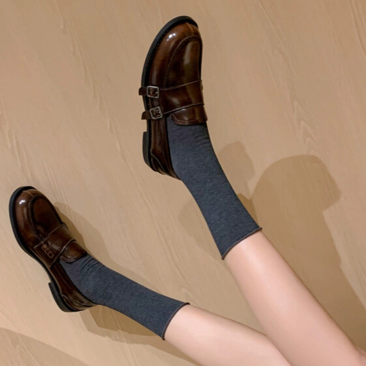 Women's Chunky Heel Buckle Loafer Shoes